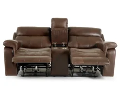 Wellsley Leather Power Reclining Console Loveseat -Broyhill Shop 810469259 5