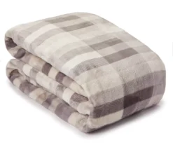 Broyhill Gray Plaid Velvet Plush Blanket -Broyhill Shop 810477870 1 1
