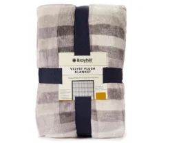 Broyhill Gray Plaid Velvet Plush Blanket -Broyhill Shop 810477870 1
