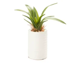 Mini Faux Greenery In White Ceramic Pot