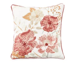 Rust Floral Throw Pillow