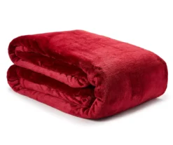 Deep Red Plaid Velvet Plush Twin/Full Blanket -Broyhill Shop 810530973 1