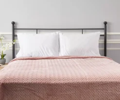 Sepia Rose Zigzag-Embossed Velvet Queen Blanket -Broyhill Shop 810531011 810617574 4