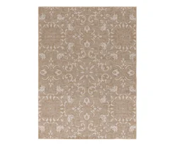 Sandpointe Tan & Ecru Damask Outdoor Area Rug, (5' X 7') -Broyhill Shop 810546502 810546501 810546500 1