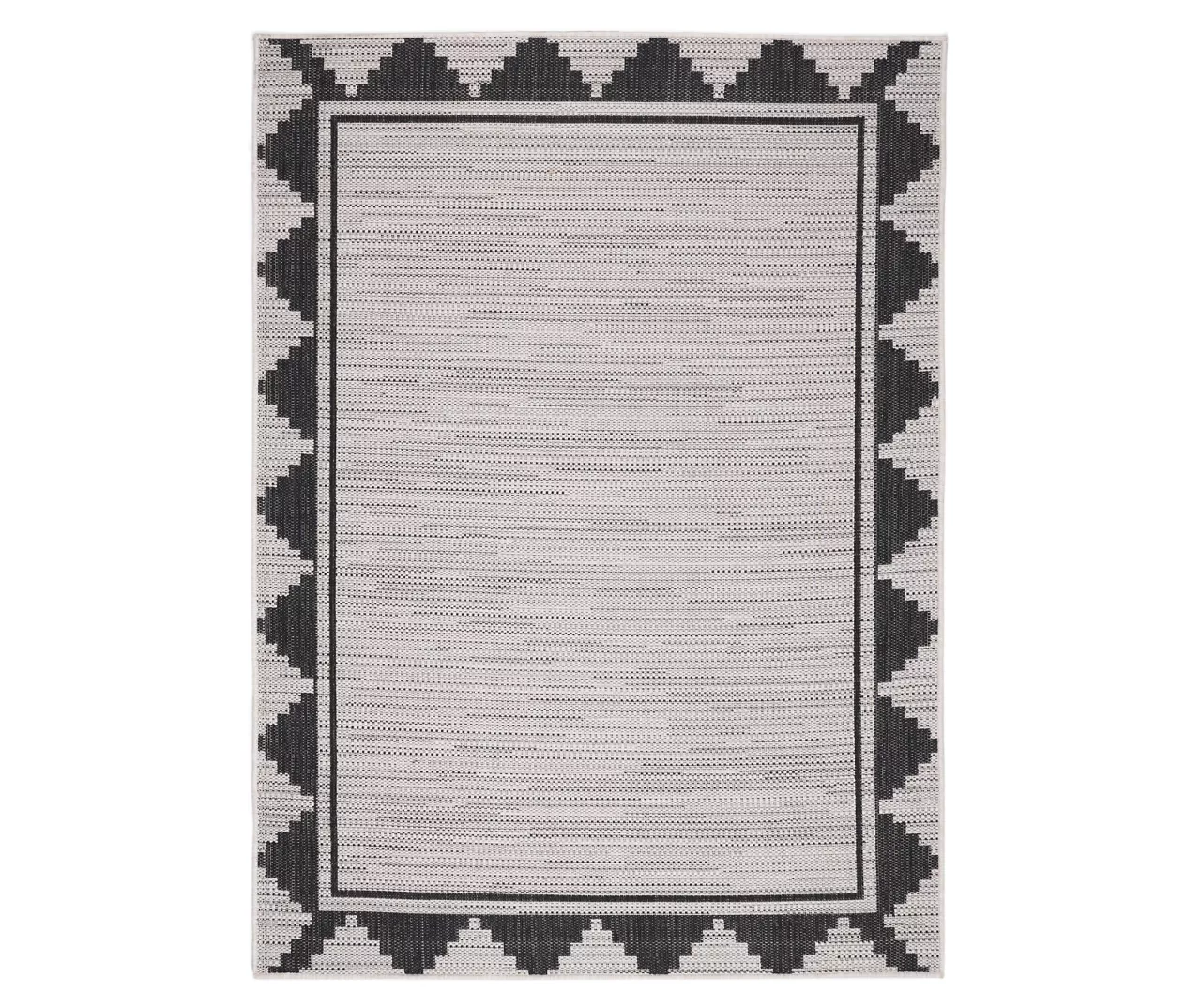 Broyhill Gray & Black Geometric Border Indoor/Outdoor Area Rug 2 Broyhill Gray & Black Geometric Border Indoor/Outdoor Area Rug - Image 2