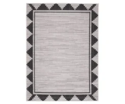 Broyhill Gray & Black Geometric Border Indoor/Outdoor Area Rug