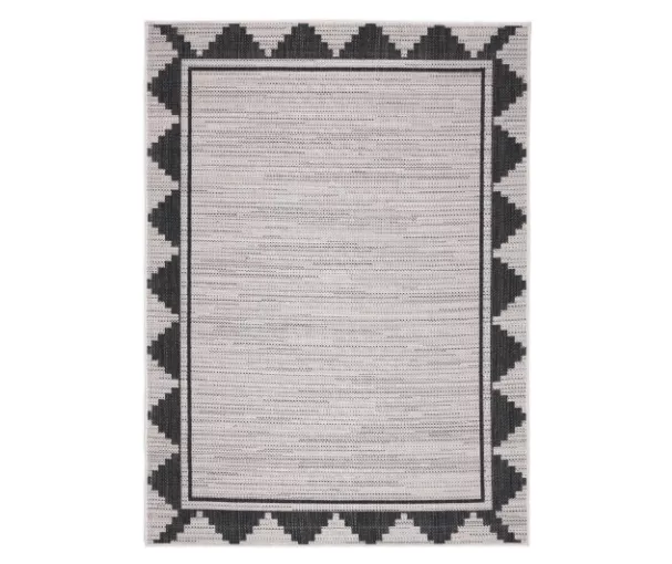 Broyhill Gray & Black Geometric Border Indoor/Outdoor Area Rug 4 Broyhill Gray & Black Geometric Border Indoor/Outdoor Area Rug - Image 4