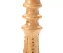 Light Brown Notch-Carved Pillar Candle Holder -Broyhill Shop 810547959 810547960 2