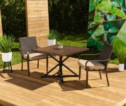 Autumn Cove Light Brown Wood Look Square Steel Patio Dining Table -Broyhill Shop 810557039 810554373 9 1