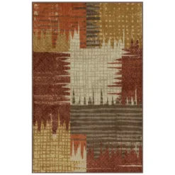 Broyhill Brown & Red Abstract Patchwork Accent Rug -Broyhill Shop 810557651 1