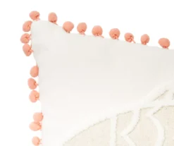 Tan & White Fish Throw Pillow With Pom-Pom Trim -Broyhill Shop 810557802 2