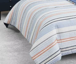 Broyhil Blue & Coral Stripe Comforter Set -Broyhill Shop 810558692 2