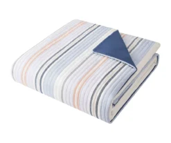 Blue & Coral Stripe Full/Queen 3-Piece Comforter Set -Broyhill Shop 810558693 3