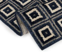 Klein Navy Square Pattern Runner Rug, (2' X 7') -Broyhill Shop 810562954 2