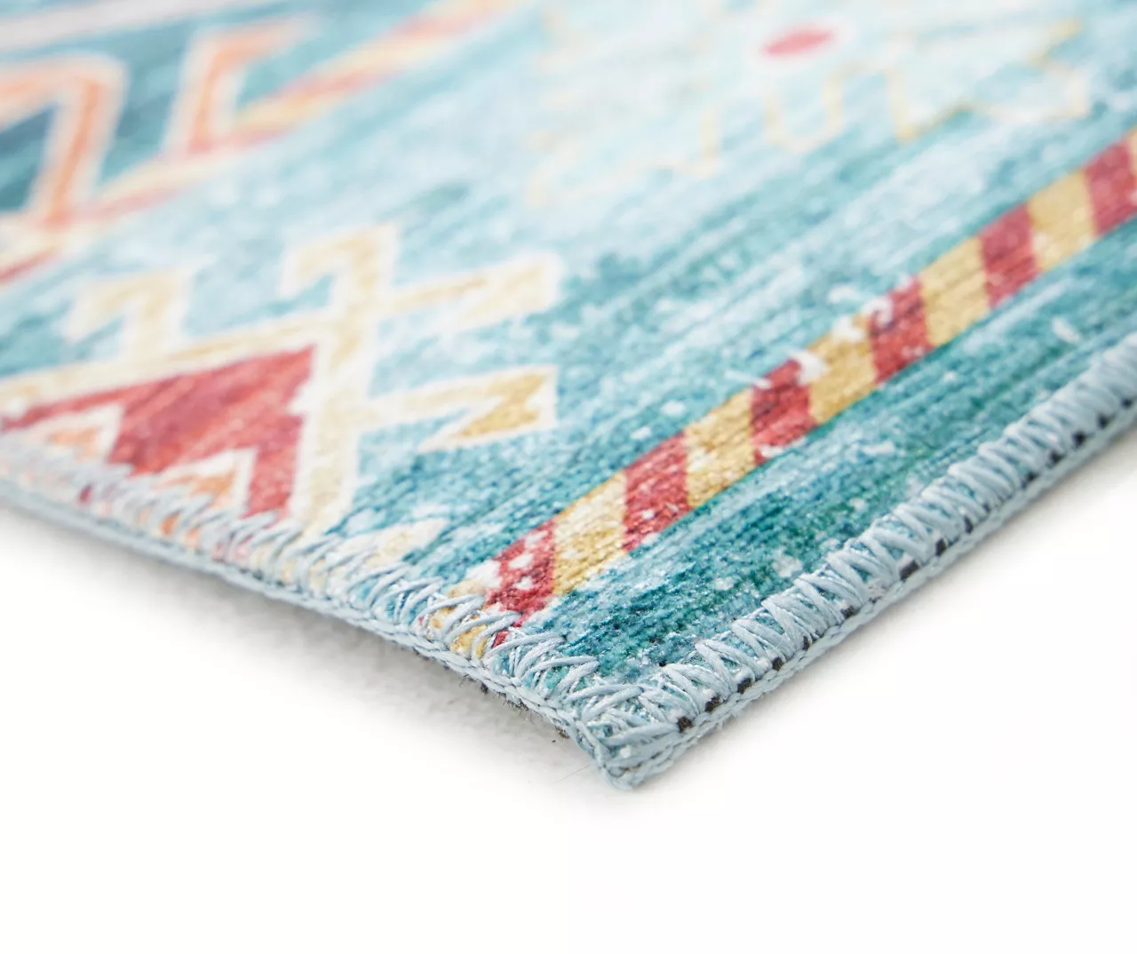 Caden Green & Orange Geometric Floral Runner Rug, (2' X 7') 2 Caden Green & Orange Geometric Floral Runner Rug, (2' X 7') - Image 2