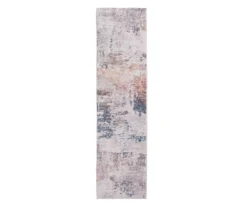 Paityn Gray & Blue Abstract Runner Rug, (2' X 7')