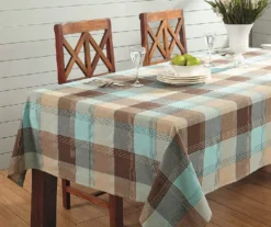 Mineral Blue & Brown Plaid Cotton Tablecloth -Broyhill Shop 810569772
