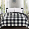 Black & White Buffalo Plaid Faux Fur Full/Queen Comforter