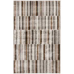 Bay Village Greige & Putty Block Stripe Area Rug, (8' X 10')
