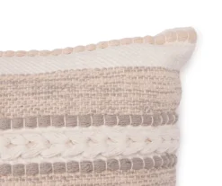 White & Tan Woven Dot Stripe Throw Pillow -Broyhill Shop 810590728 2 A8
