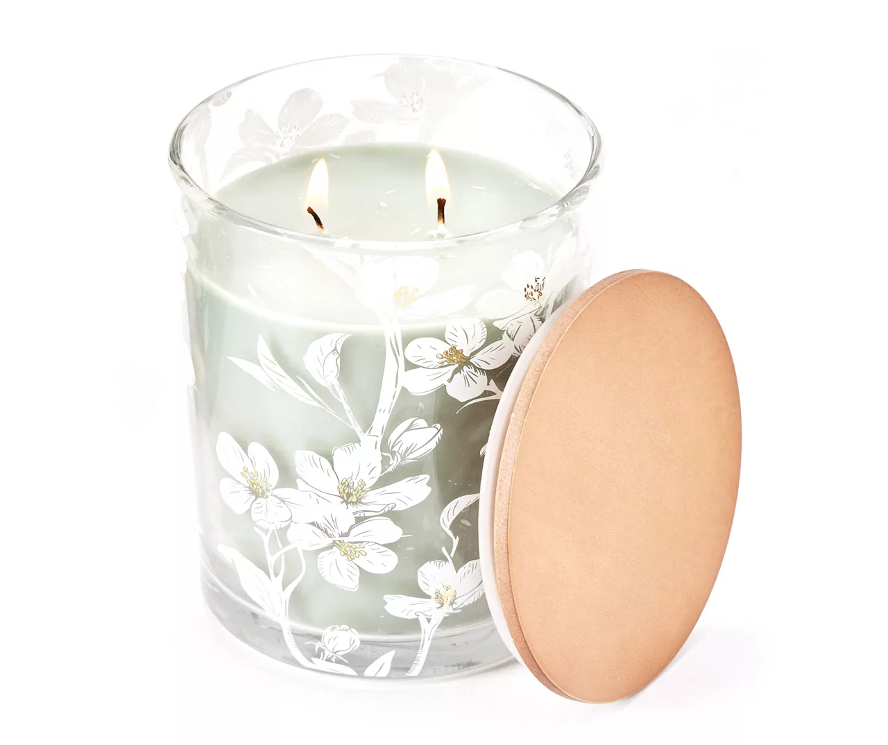 Verbena Leaf & Petals 2-Wick Floral Glass Candle, 16 Oz. 2 Verbena Leaf & Petals 2-Wick Floral Glass Candle, 16 Oz. - Image 2