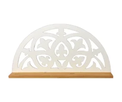 White Fleur-De-Lis Carved Wood Wall Shelf