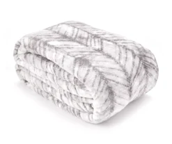 Gray & White Herringbone Queen/King Plush Velvet Blanket -Broyhill Shop 810609052 810609051 A0 2 1