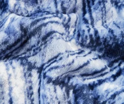 Blue & White Herringbone Queen/King Plush Velvet Blanket -Broyhill Shop 810609053 810609054 A8 2 1