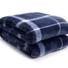 Navy & White Plaid Twin/Full Velvet Plush Blanket