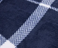Navy & White Plaid Twin/Full Velvet Plush Blanket -Broyhill Shop 810617521 810617523 A8 2 1