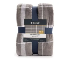 Gray & White Plaid Twin/Full Velvet Plush Blanket 4 Gray & White Plaid Twin/Full Velvet Plush Blanket -Broyhill Shop 810617548 810617522 A0 2