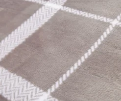 Gray & White Plaid Queen/King Velvet Plush Blanket -Broyhill Shop 810617548 810617522 A8 2