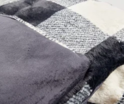 Black & White Buffalo Check Faux Fur King Comforter -Broyhill Shop 810617563 810617564 A8 4 2