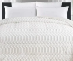 White Chevron Stripe Faux Fur Full/Queen Comforter 8 White Chevron Stripe Faux Fur Full/Queen Comforter -Broyhill Shop 810617569 P 01