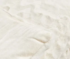 White Chevron Stripe Faux Fur Full/Queen Comforter