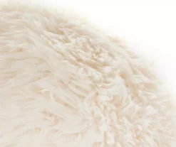 Cream Faux Fur Round Throw Pillow -Broyhill Shop 810617572 A8 1