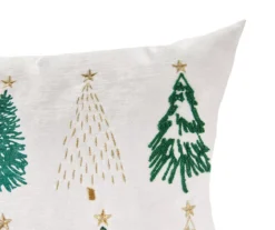 Ivory & Green Embroidered Trees Throw Pillow -Broyhill Shop 810618274 A8 2